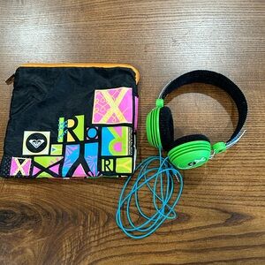 Roxy Vibrant Green On-Ear Headphones with Pouch